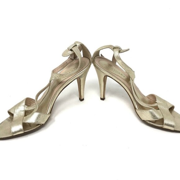 Jill Stuart Italy Astrid Gold Leather Sandals 7 - Picture 5 of 8